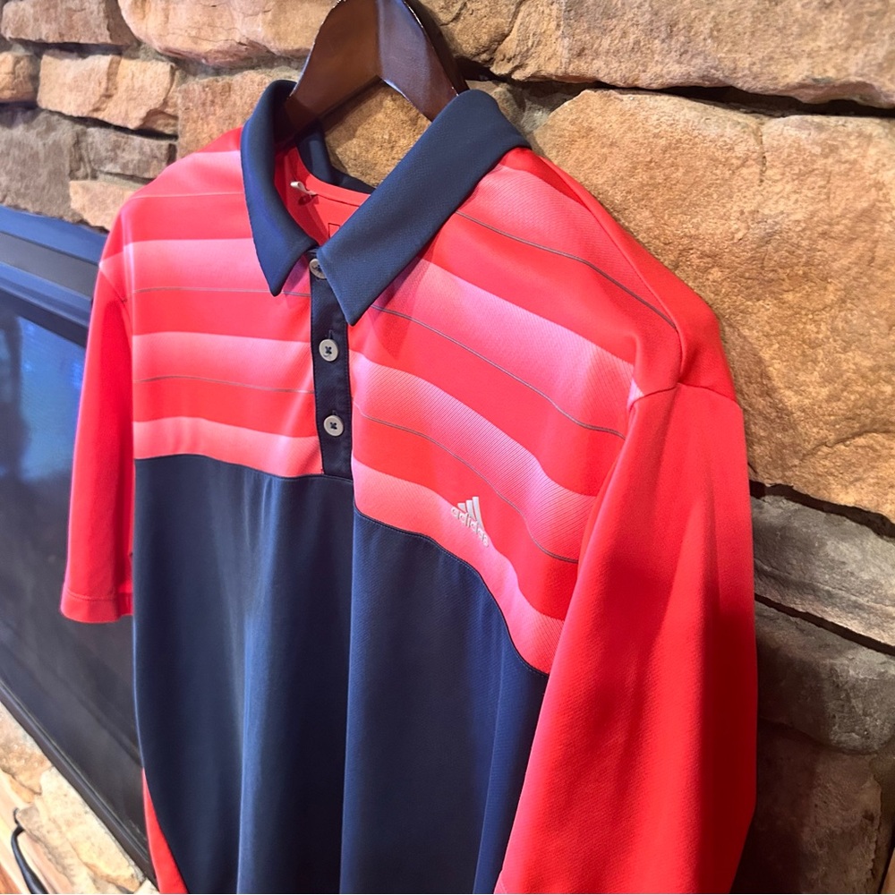 Adidas Red and Navy Men's golf‎ polo shirt